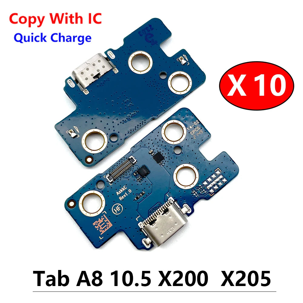 10Pcs USB Micro Charger Charging Port Dock Connector Microphone Board Flex Cable For Samsung Tab A8 10.5 2021 X200 X205 Samsung phone repair parts