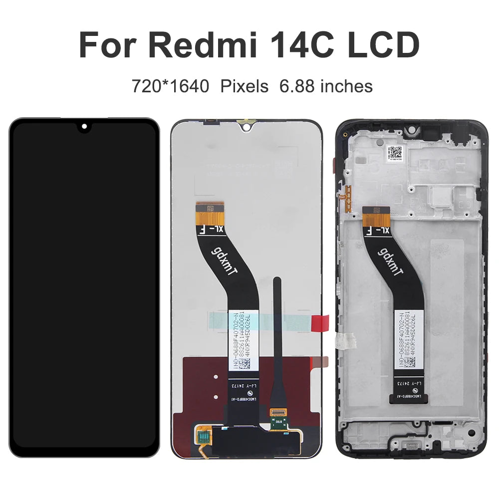 6.88'' 14C For Xiaomi Redmi 14C LCD Display Screen Touch Panel Digitizer Replacement Parts For Xiaomi Poco C75 Screen With Frame Xiaomi phone repair parts