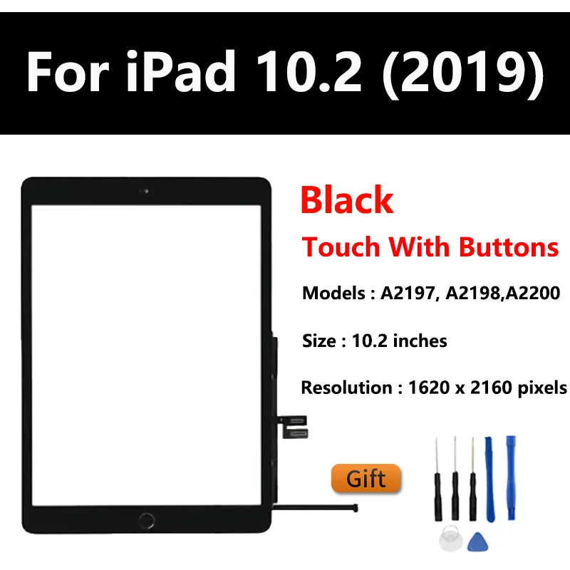 For Apple iPad 10.2 (2019) Touch Screen Digitizer Glass Panel LCD Display For iPad 10.2 (2019) A2197/A2200/A2198 Tablet Screen  iPad repair parts
