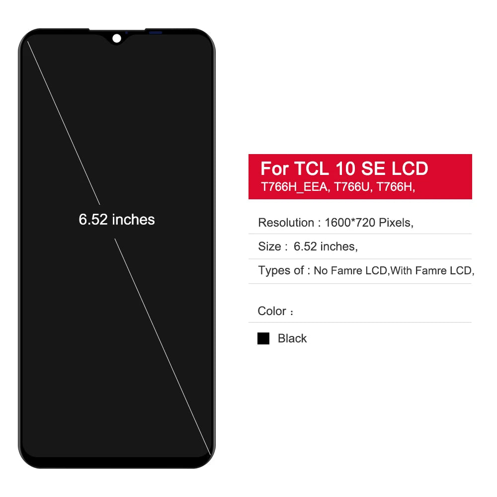 For TCL 10 SE LCD T766H T766J T766U T776S  Touch Panel Screen Digitizer For TCL 10SE Display LCD 100% Tested TCL phone repair parts