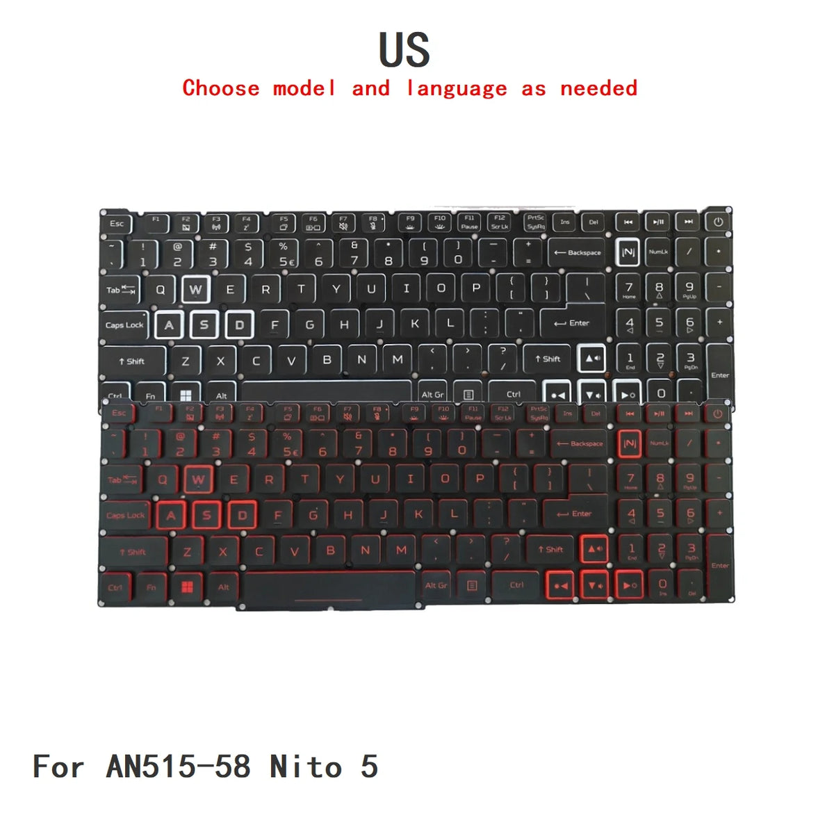 New US Language  RGB Keyboard For Acer AN515-58 Nito 5 Notebook PC Replacement Keyboard Acer laptop repair parts