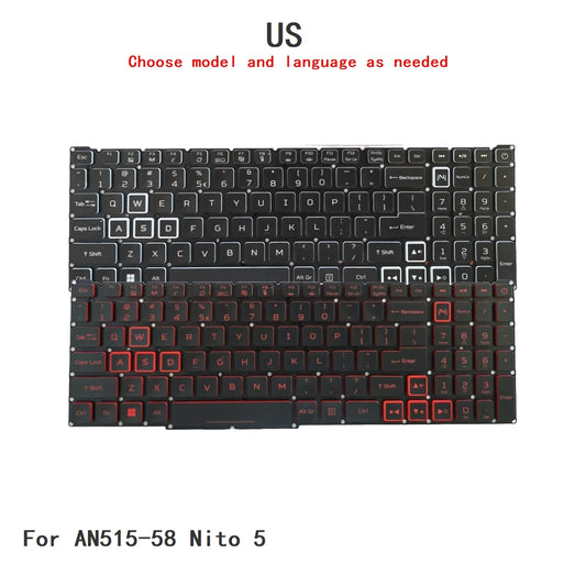 New US Language  RGB Keyboard For Acer AN515-58 Nito 5 Notebook PC Replacement Keyboard Acer laptop repair parts