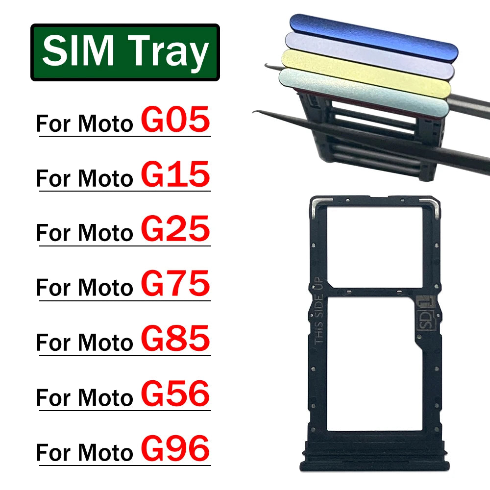 New For Motorola Moto G05 G15 G25 G75 G85 G56 G96 SIM Card Tray Slot Holder Adapter Accessories Motorola phone repair parts