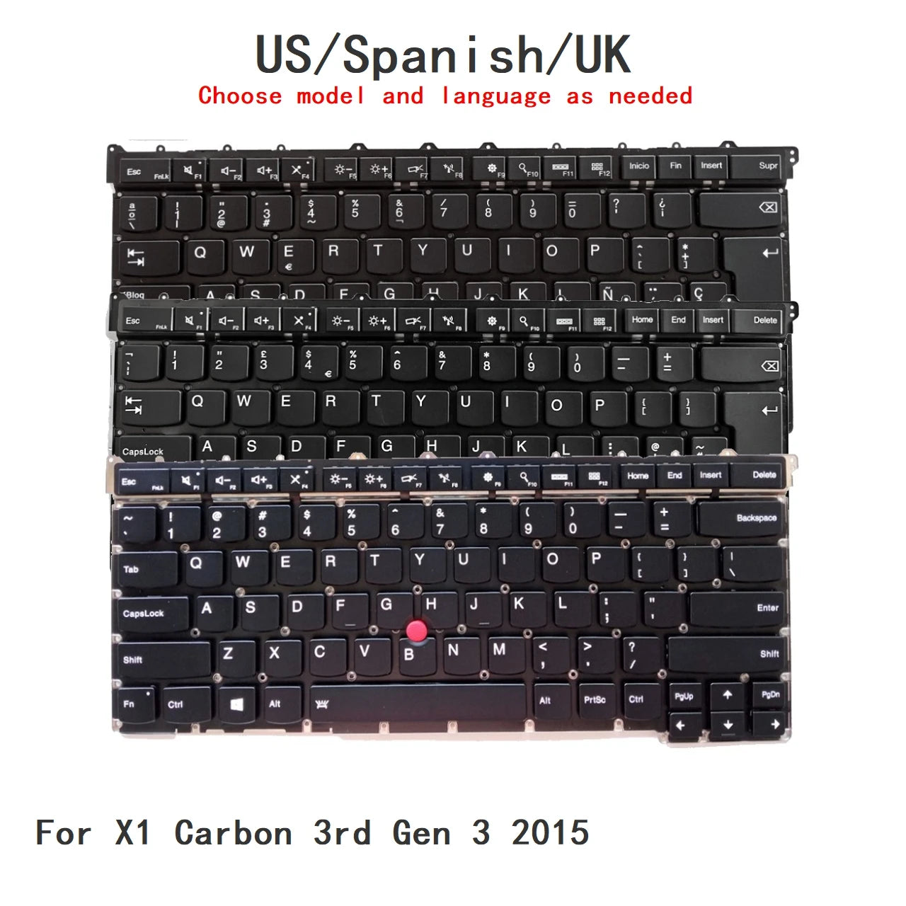 New US Spanish UK Language  Backlit Keyboard For Lenovo Thinkpad X1 Carbon 3rd Gen 3 2015 Notebook PC Replacement Keyboard Lenovo laptop repair parts