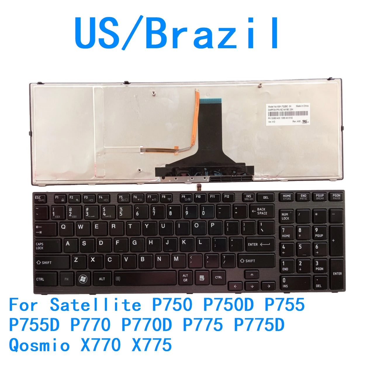 New US Brazil Language  Keyboard For Toshiba Satellite P750 P750D P755 P755D P770 P770D P775 P775D Qosmio X770 X775