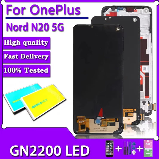 6.43"AMOLED For OnePlus Nord N20 5G LCD Display Frame+Touch Panel Digitizer Assembly For 1+N20 5G  GN2200 CPH2459 Display  OnePlus phone repair parts