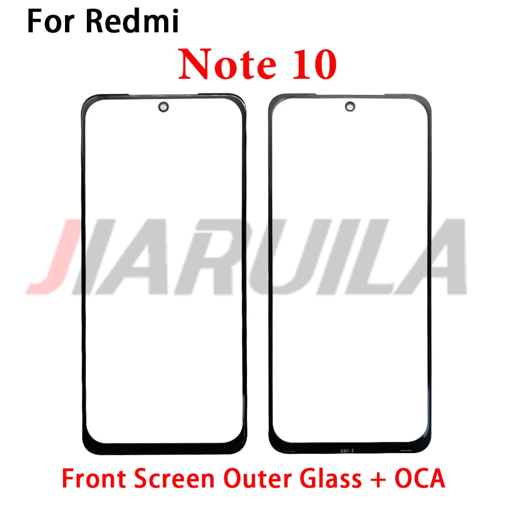 New Screen Front Outer Glass + OCA For Xiaomi Redmi Note 10 10s 11 11s 12 12s 13 Pro Plus 4G 5G Screen Touch Panel Glass Xiaomi  Xiao mi phone repair parts