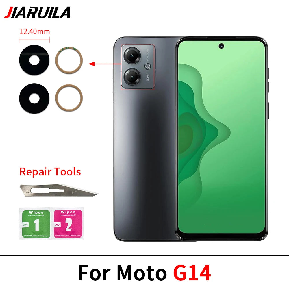100Pcs, Back Rear Camera Glass Lens With Adhesive For Moto G22 G32 G42 G52 G62 G13 G23 G53 G73 G14 G24 G34 G54 G84 G04 G82 5G Motorola phone repair parts