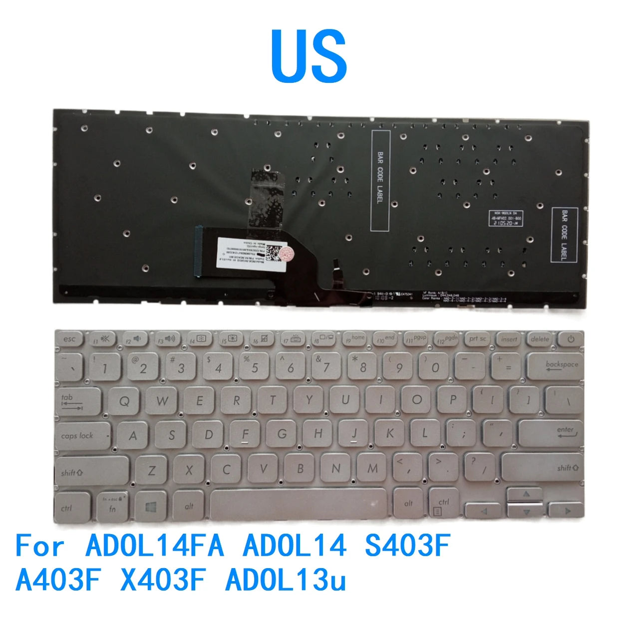 New US Language  Backlit Keyboard For ASUS ADOL14FA ADOL14 S403F A403F X403F ADOL13u Notebook PC Replacement Keyboard  ASUS laptop repair parts