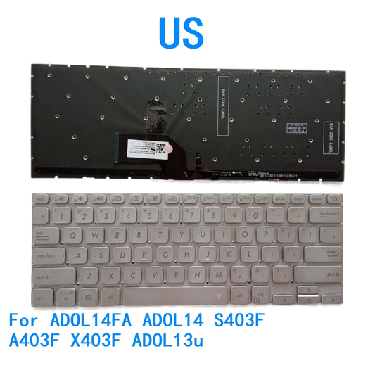 New US Language  Backlit Keyboard For ASUS ADOL14FA ADOL14 S403F A403F X403F ADOL13u Notebook PC Replacement Keyboard  ASUS laptop repair parts