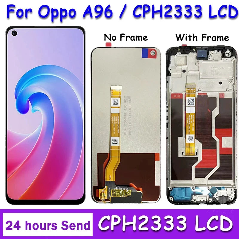 High Quality For OPPO A96 Global LCD CPH2333 Display Screen LCD Touch Panel Digitizer Replacement For Oppo A96 4G LCD With Frame  Oppo phone repair parts