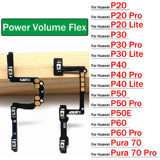 Power Switch On Off Button Volume control Key Button Flex Cable For Huawei P20 P30 P40 P50 P60 Pura 70 Pro Lite P50E Huawei phone repair parts