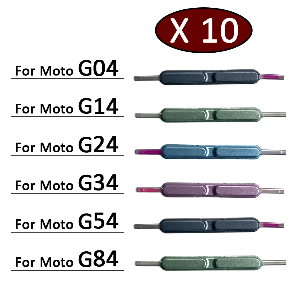 10Pcs, Side Key Power and Volume Button Key For Motorola Moto G04 G14 G24 G34 G54 G84 Replacement Parts Motorola phone repair parts