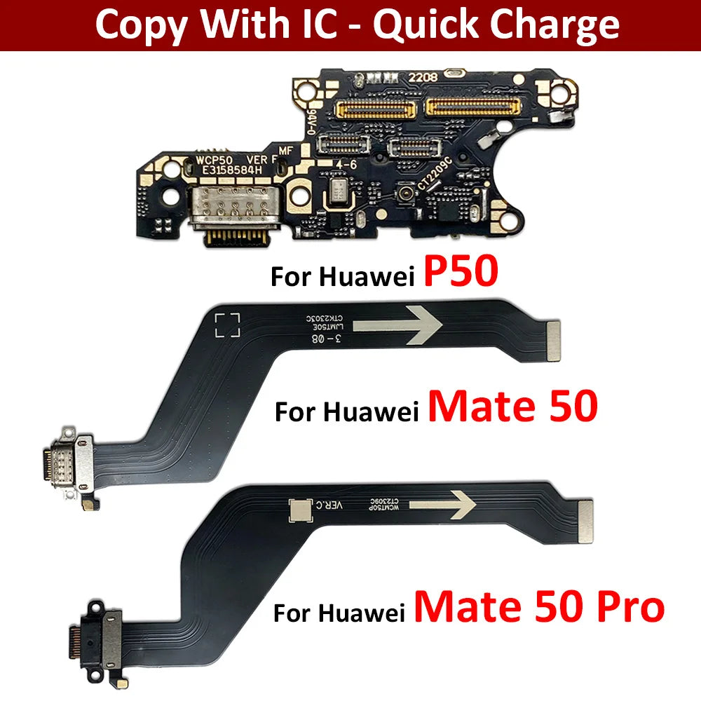 New USB Charging Port Charger Board Flex Cable For Huawei P50 Mate 50 Pro Dock Connector With Microphone Huawei phone repair parts