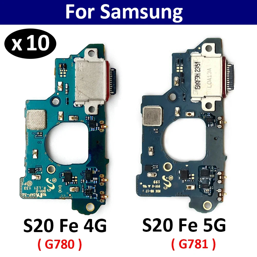 10Pcs, New For Samsung S20 Fe 4G 5G G780 G781 USB Charger Charging Port Dock Connector Microphone Board Flex Cable Samsung phone repair parts