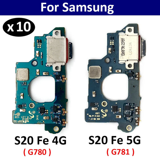 10Pcs, New For Samsung S20 Fe 4G 5G G780 G781 USB Charger Charging Port Dock Connector Microphone Board Flex Cable Samsung phone repair parts