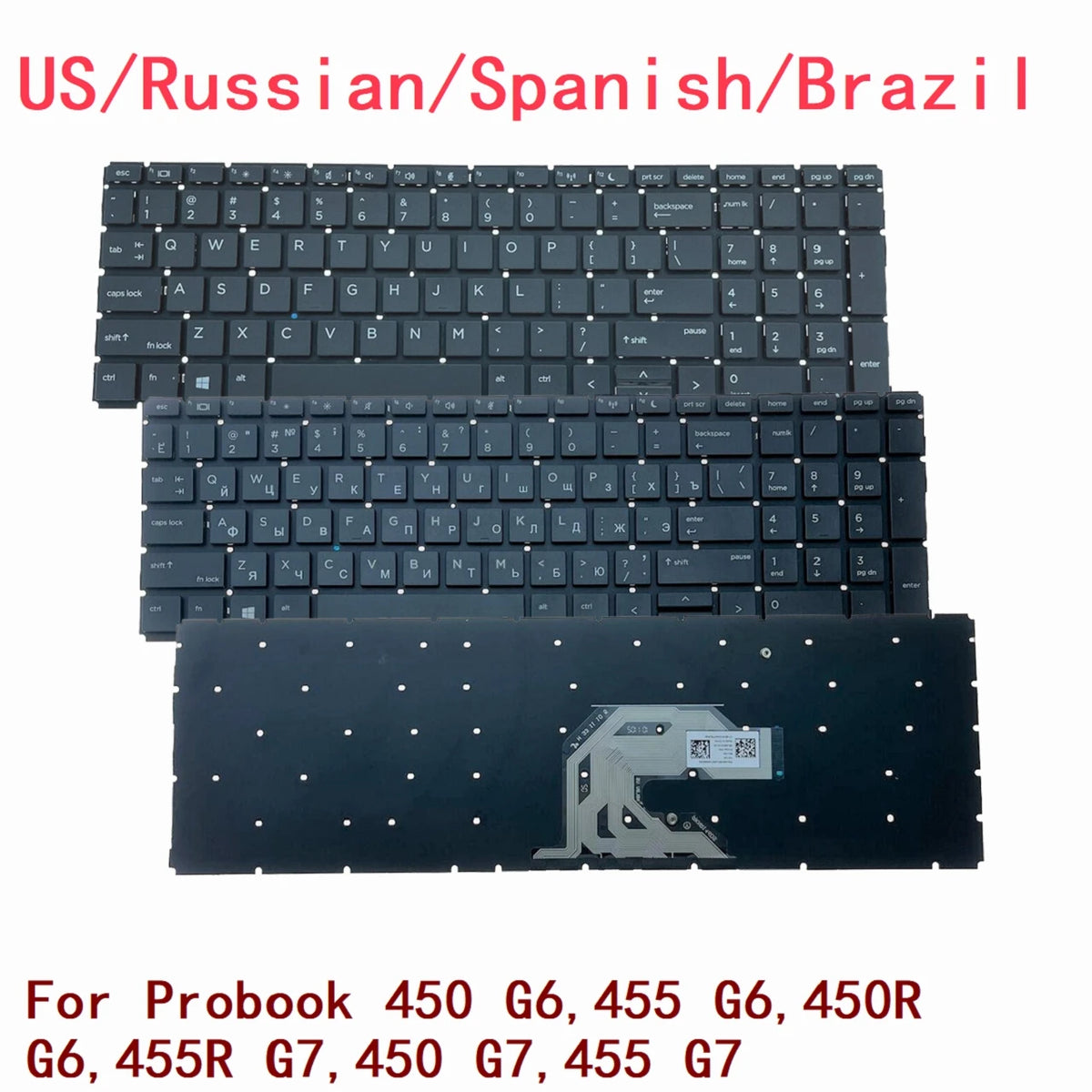 New US Russian Spanish Brazil Laptop Backlit Keyboard For HP Probook 450 G6,455 G6,450R G6,455R G7,450 G7,455 G7 2B-BBU29Q100  HP laptop repair parts