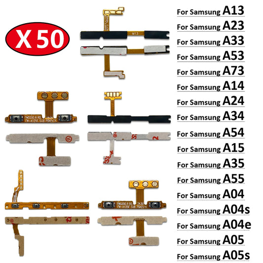 50Pcs, Power on off Volume Key Button Flex Cable For Samsung A13 A23 A33 A73 A53 A14 A24 A34 A54 A15 A35 A55 A04 A05 A05 4G 5G Samsung phone repair parts