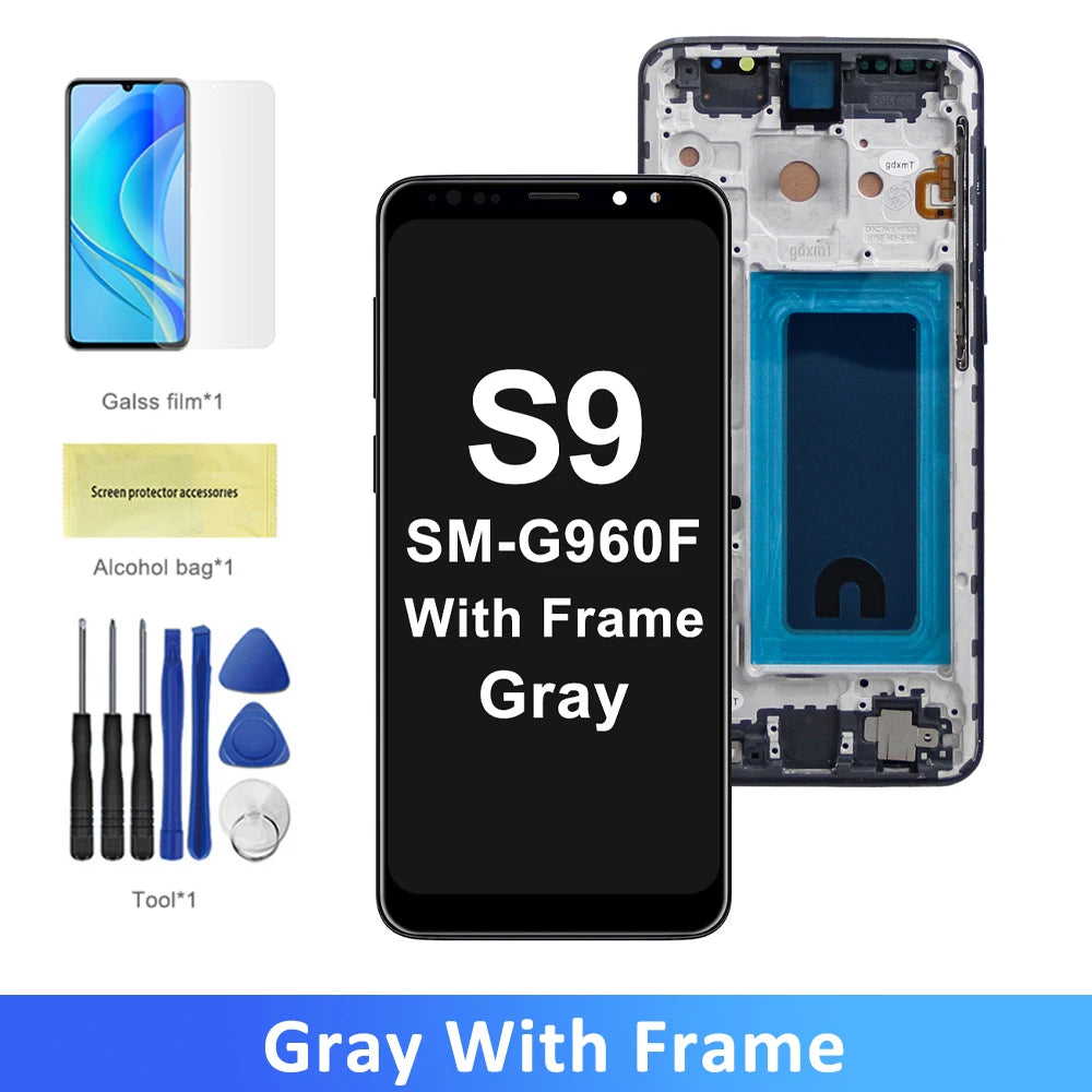 100% Tested Display For Samsung Galaxy S9 LCD With Digitizer Touch Screen Assembly SM-G960FD S9 G960 LCD with Frame Replacement Samsung phone repair parts