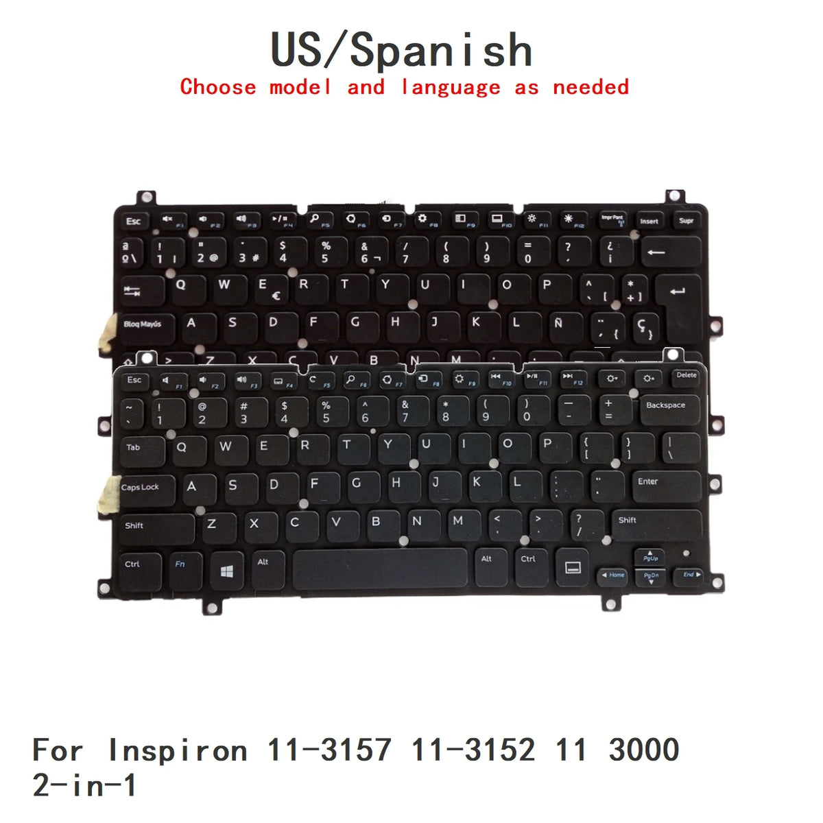 New US Spanish Language  Keyboard For Dell Inspiron 11-3157 11-3152 11 3000 2-in-1 Notebook PC Replacement KeyboardDell laptop repair parts