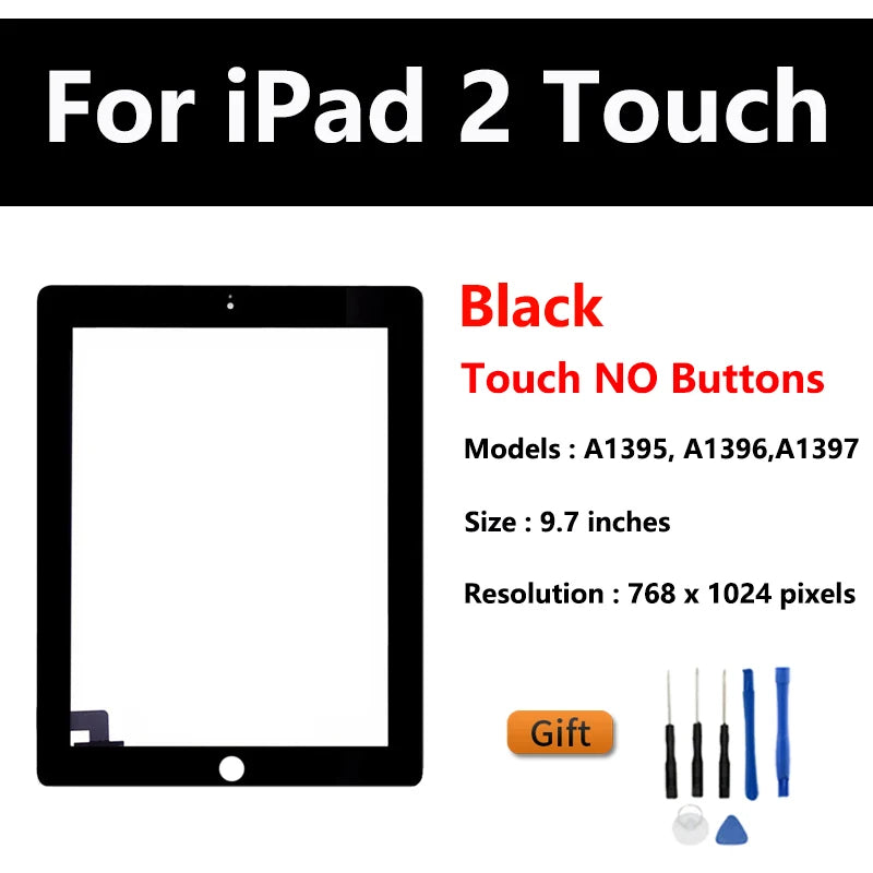 New Touch Screen For Apple iPad 2 IPad3 IPad4 A1416 A1430 A1403 A1458 A1459 LCD Outer Digitizer Sensor Glass Panel Replacement  iPad repair parts