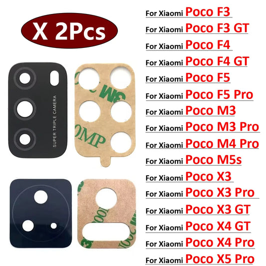 2Pcs/Lot, Back Rear Camera Glass Lens For Xiaomi Poco F3 F4 F5 M3 M4 M5 X3 X4 X5 Pro 4G 5G GT With Adhesive  Xiaomi  Xiao mi phone repair parts