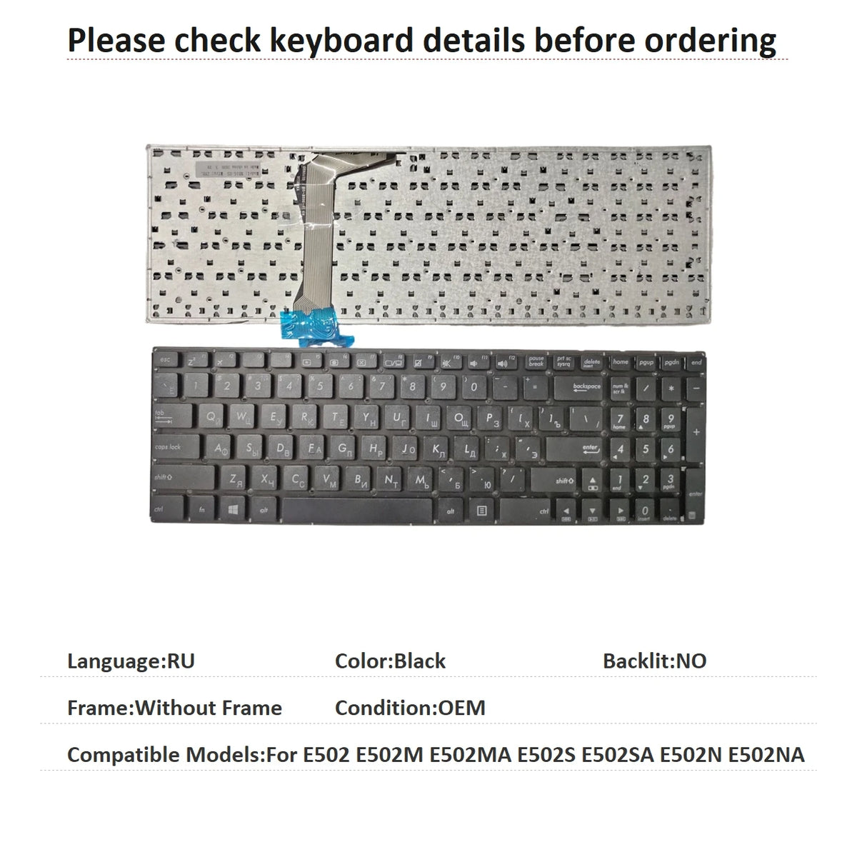New US Russian Spanish UK Brazil Language  Keyboard For ASUS E502 E502M E502MA E502S E502SA E502N E502NA Replacement Keyboard ASUS laptop repair parts