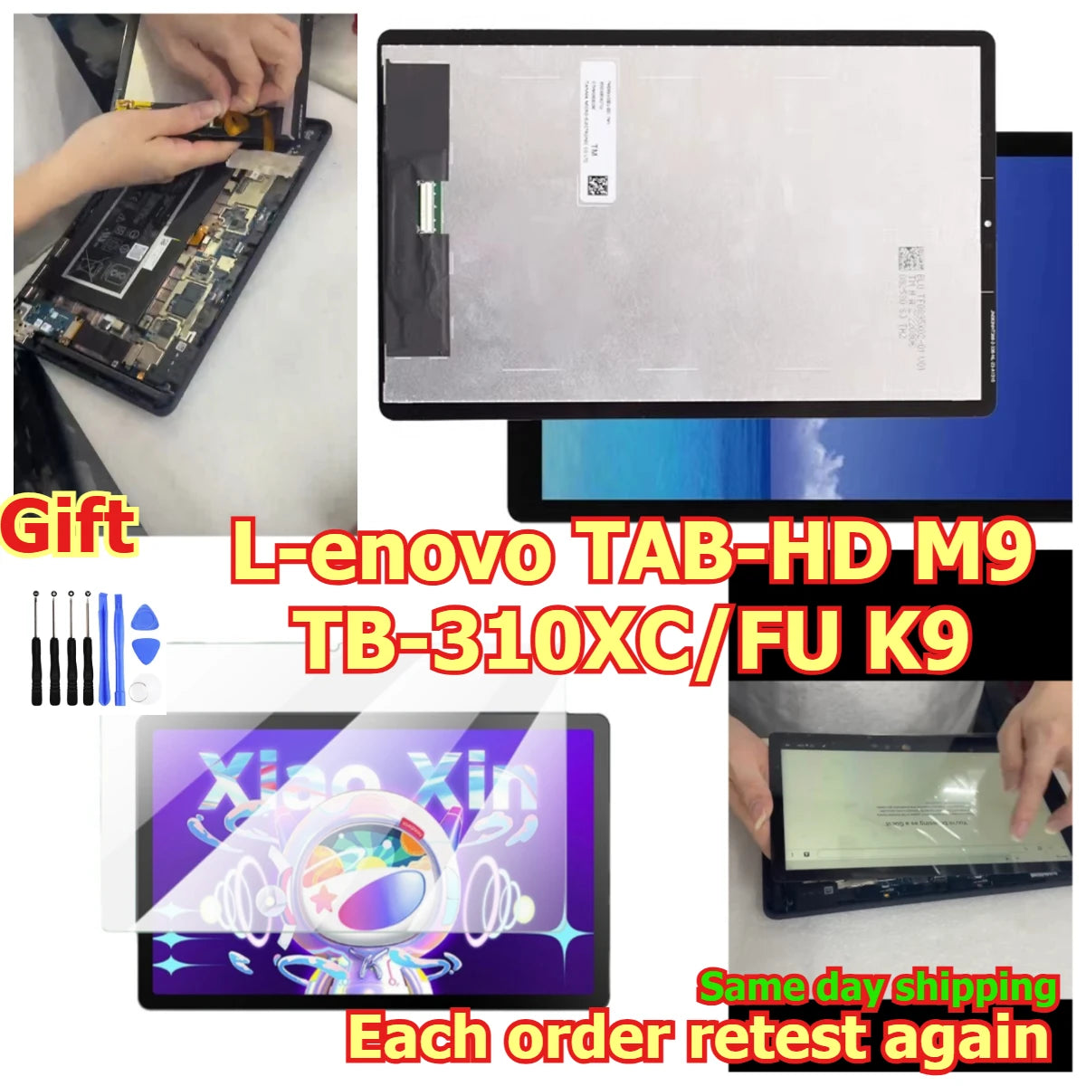 100% tested Tab touch display lcd screen glass for Lenovo TAB-HD M9 TB-310XC/FU K9 Digitizer assembly Lenovo tablet repair parts
