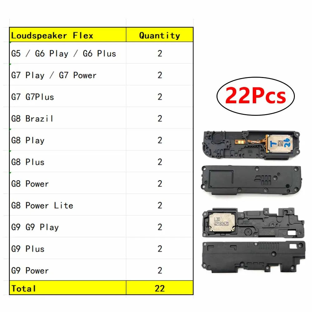 22Pcs, Buzzer Ringer Loud Speaker Loudspeaker Flex Cable For Motorola Moto G5 G6 G7 G8 G9 Play Plus Power Lite Motorola phone repair parts