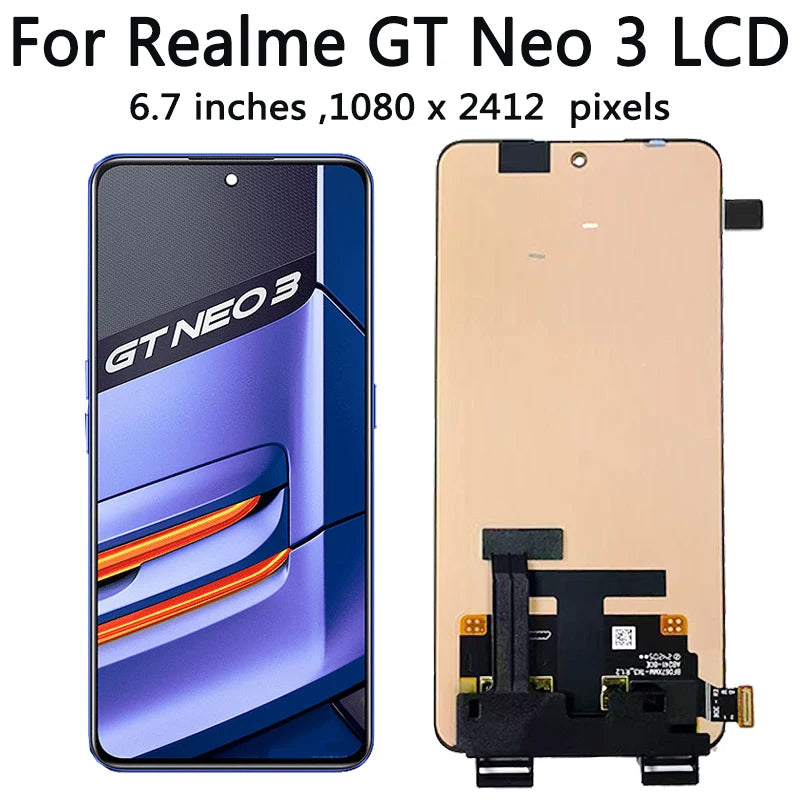 6.7“AMOLED GT Neo3 Screen For OPPO Realme GT Neo 3 RMX3560 RMX3561 MX3562 LCD Display Touch Panel Screen Digitizer Assembly Oppo phone repair parts Realme phone repair parts