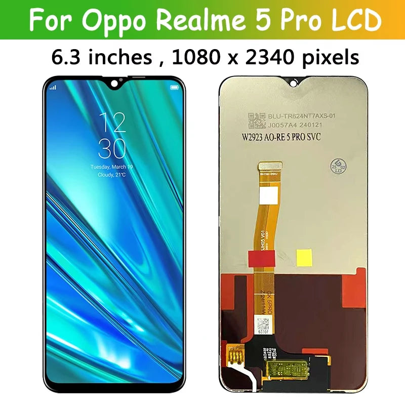 6.3”Tested For OPPO Realme 5 Pro 5Pro LCD RMX1971 Display Touch Panel Screen Sensor Assembly For Realme5 Pro Display Screen  Oppo phone repair parts