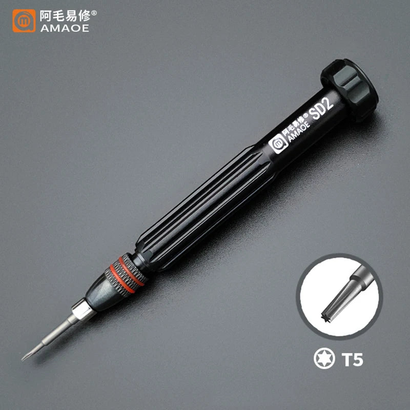 AMAOE SD2 Precision Screwdriver Torx Pentalobe Tri Wing Magnetic S2 Steel Bits Screw Driver for Camera Watch Mobile Phone Repair Professional Repair Tools