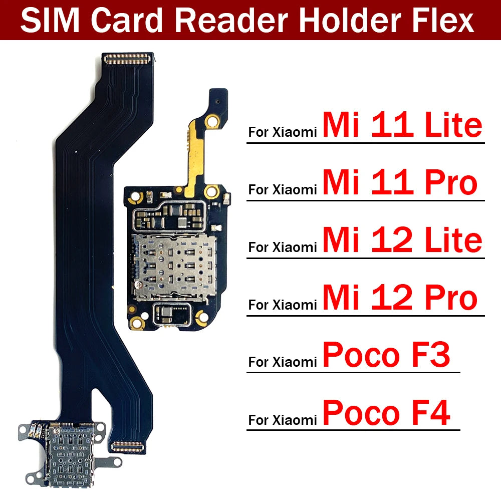 New For Xiaomi Mi 11 12 Lite Pro Poco F3 F4 5G SIM Card Holder Tray Slot Reader Socket Flex Cable  Xiaomi  Xiao mi phone repair parts