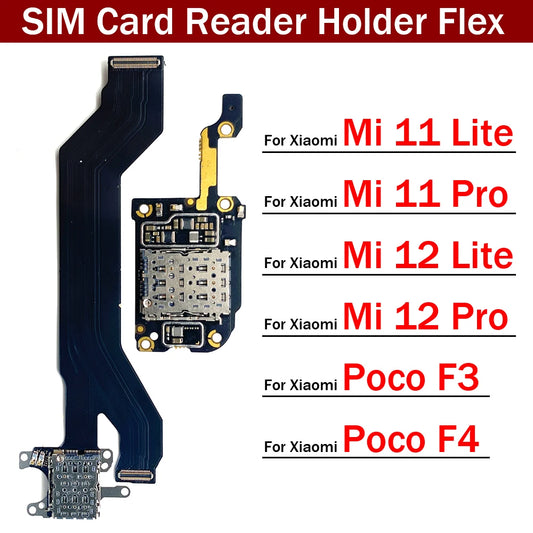 New For Xiaomi Mi 11 12 Lite Pro Poco F3 F4 5G SIM Card Holder Tray Slot Reader Socket Flex Cable  Xiaomi  Xiao mi phone repair parts