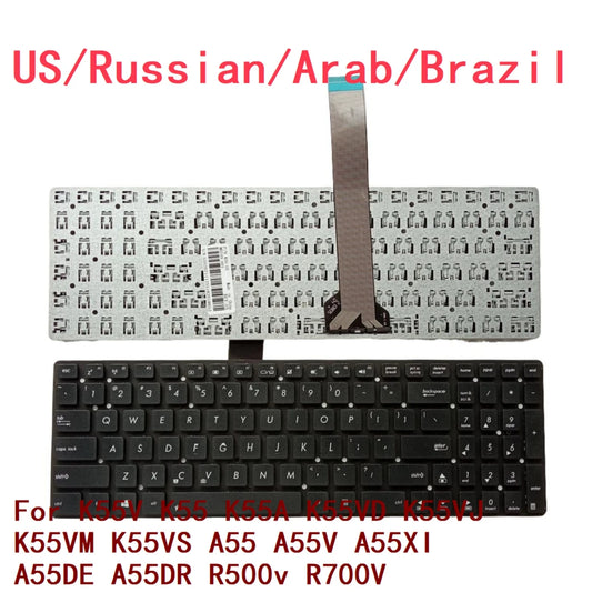 New US Russian Arab Brazil Laptop Keyboard For ASUS K55V K55 K55A K55VD K55VJ K55VM K55VS A55 A55V A55XI A55DE A55DR R500v R700V ASUS laptop repair parts