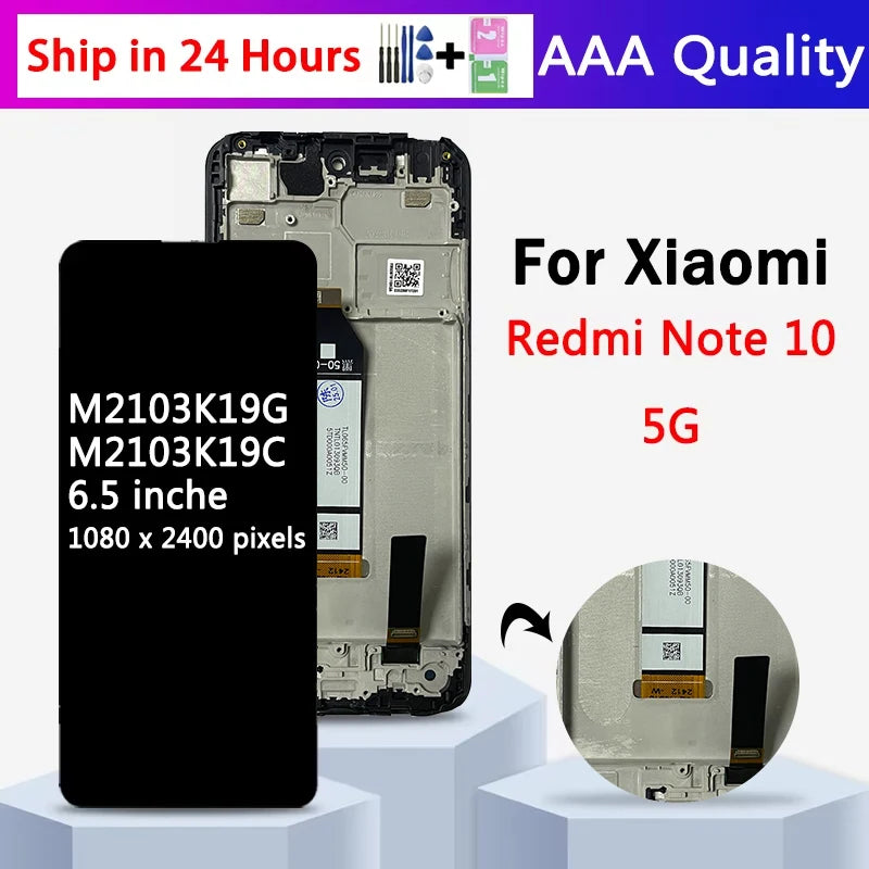 6.5'' Tested M2103K19G M2103K19C Screen For Xiaomi Redmi Note 10 5G LCD Display Touch Screen Digitizer Assembly Replacement Xiaomi phone repair parts