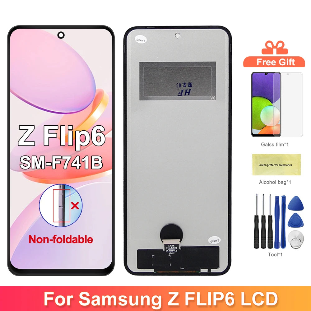 LCD For Samsung Z Flip6 5G F741 LCD Display Touch Screen Assembly For Z Flip 6 5G SM-F741 SM-F741B Replacement 100% Tested Samsung phone repair parts