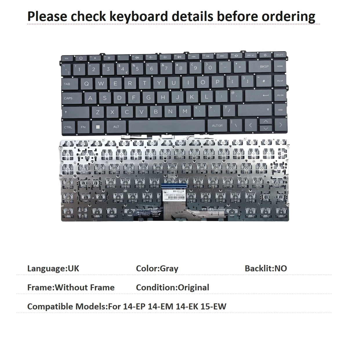 New US Russian Spanish UK Arab Portuguese Language  Backlit Keyboard For HP 14-EP 14-EM 14-EK 15-EW Replacement Keyboard  HP laptop repair parts