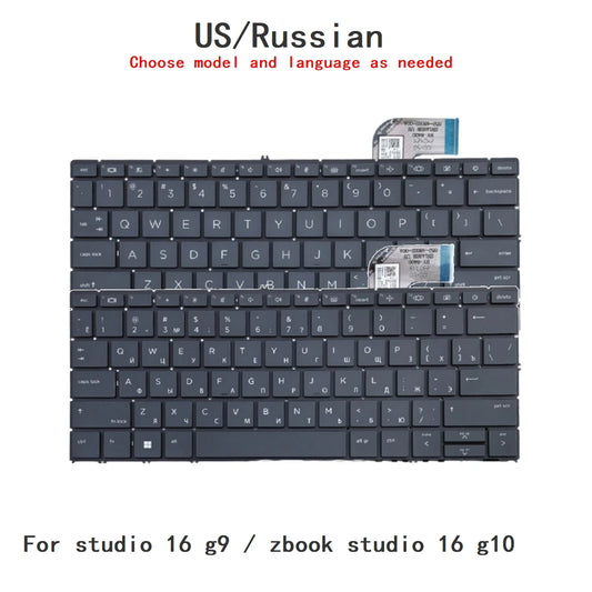 New US Russian Language  Backlit Keyboard For HP studio 16 g9 / zbook studio 16 g10 Notebook PC Replacement Keyboard  HP laptop repair parts