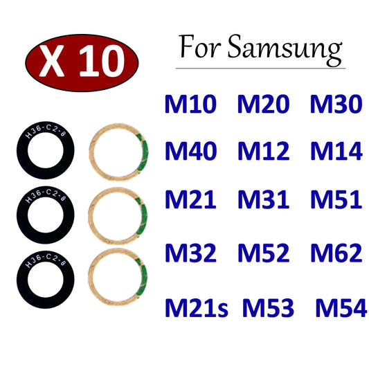 10Pcs Back Rear Camera Glass Lens Cover With Adhesive For Samsung M10 M20 M30 M40 M12 M21 M21s M31 M31s M51 M32 M22 M14 M54 M53 Samsung phone repair parts
