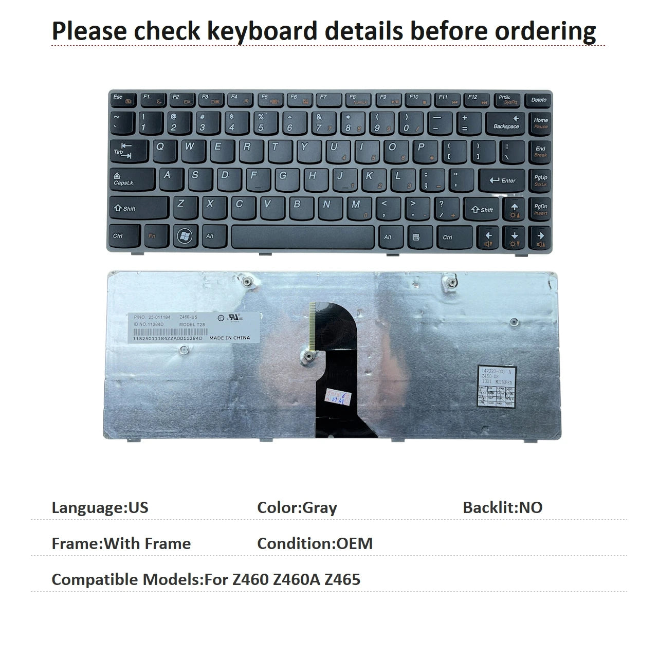 New US Language  Keyboard For Lenovo Z460 Z460A Z465 Notebook PC Replacement Keyboard Lenovo laptop repair parts