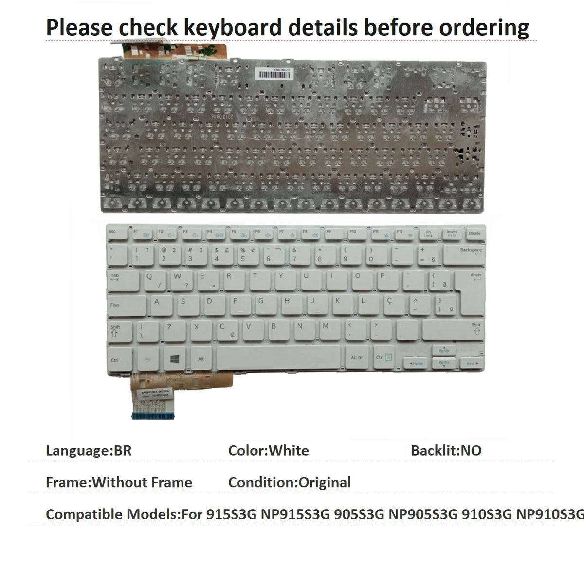 New US Latin Brazil Language  Keyboard For Samsung 915S3G NP915S3G 905S3G NP905S3G 910S3G NP910S3G Replacement Keyboard SAMSUNG laptop repair parts