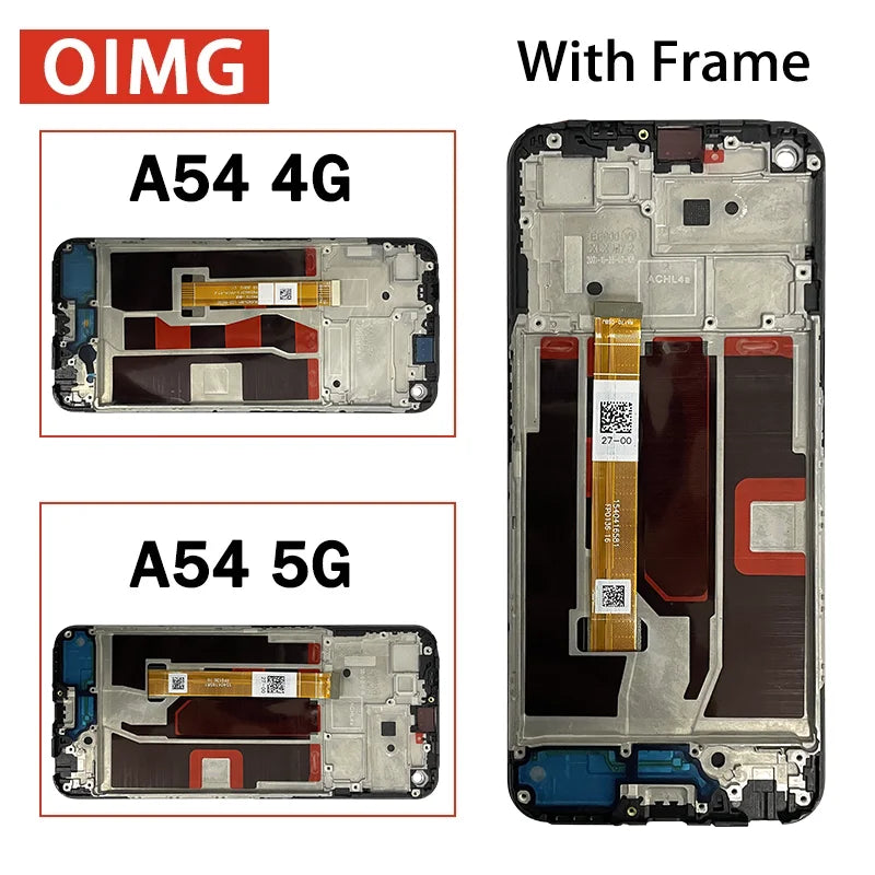 Tested A54 LCD For Oppo A54 4G CPH2239 LCD Display Screen +Touch Panel Digitizer For Oppo A54 5G CPH2195, OPG02 Display Frame Oppo phone repair parts Realme phone repair parts