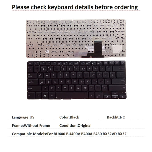 New US Language  Keyboard For ASUS BU400 BU400V B400A E450 BX32VD BX32 Notebook PC Replacement Keyboard ASUS laptop repair parts