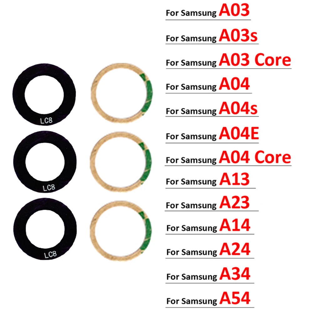 Rear Back Camera Glass Lens For Samsung  A03 A03s A04 Core A04s A04E A14 A24 A34 A54 A13 A23 4G 5G With Ahesive Samsung phone repair parts