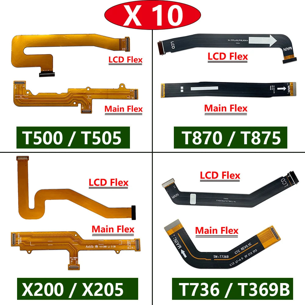 10Pcs, Main Board LCD Display Flex Cable For Samsung Tab A7 10.4 2020 T500 T505 A8 10.5 2021 X200 X205 S7 T736 T736B T870 T875 Samsung phone repair parts