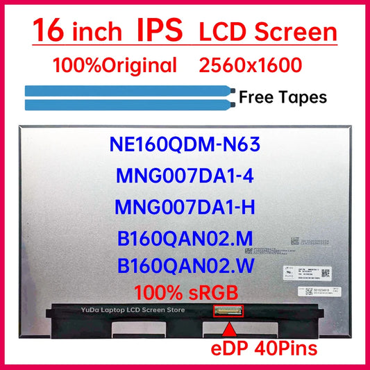 16" Laptop LCD Screen NE160QDM-N63 MNG007DA1-4 B160QAN02.W For Lenovo ThinkBook 16p G2 Display Matrix Panel 2560x1600 Non-Touch Lenovo laptop repair parts