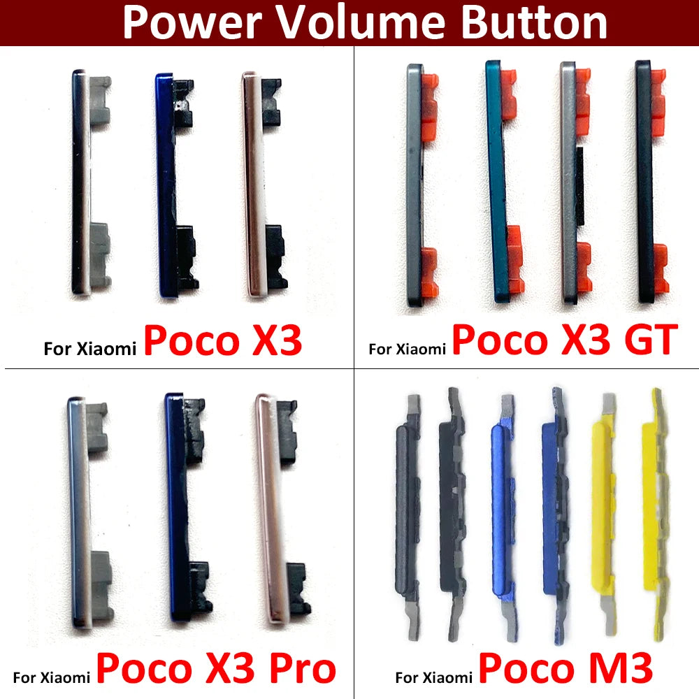 10Pcs, Side Power Button + Volume Side Button For Xiaomi Mi Poco X3 Pro GT M3  Xiaomi  Xiao mi phone repair parts