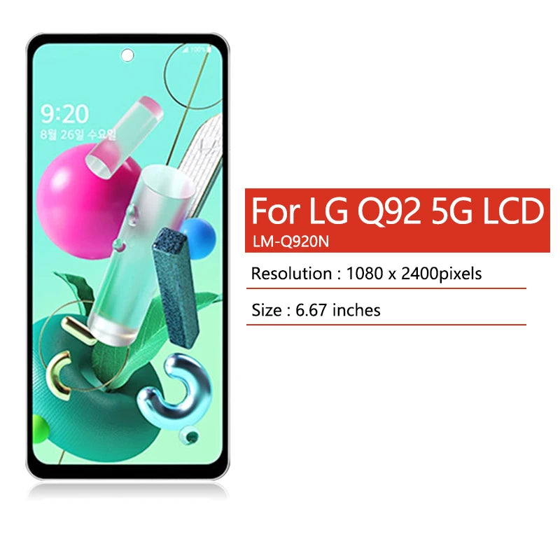 6.67' New for LG Q92 5G LM-Q920N LCD Display Touch Screen Digitizer Parts for LG Q92 Display Replacement Repair LG phone repair parts