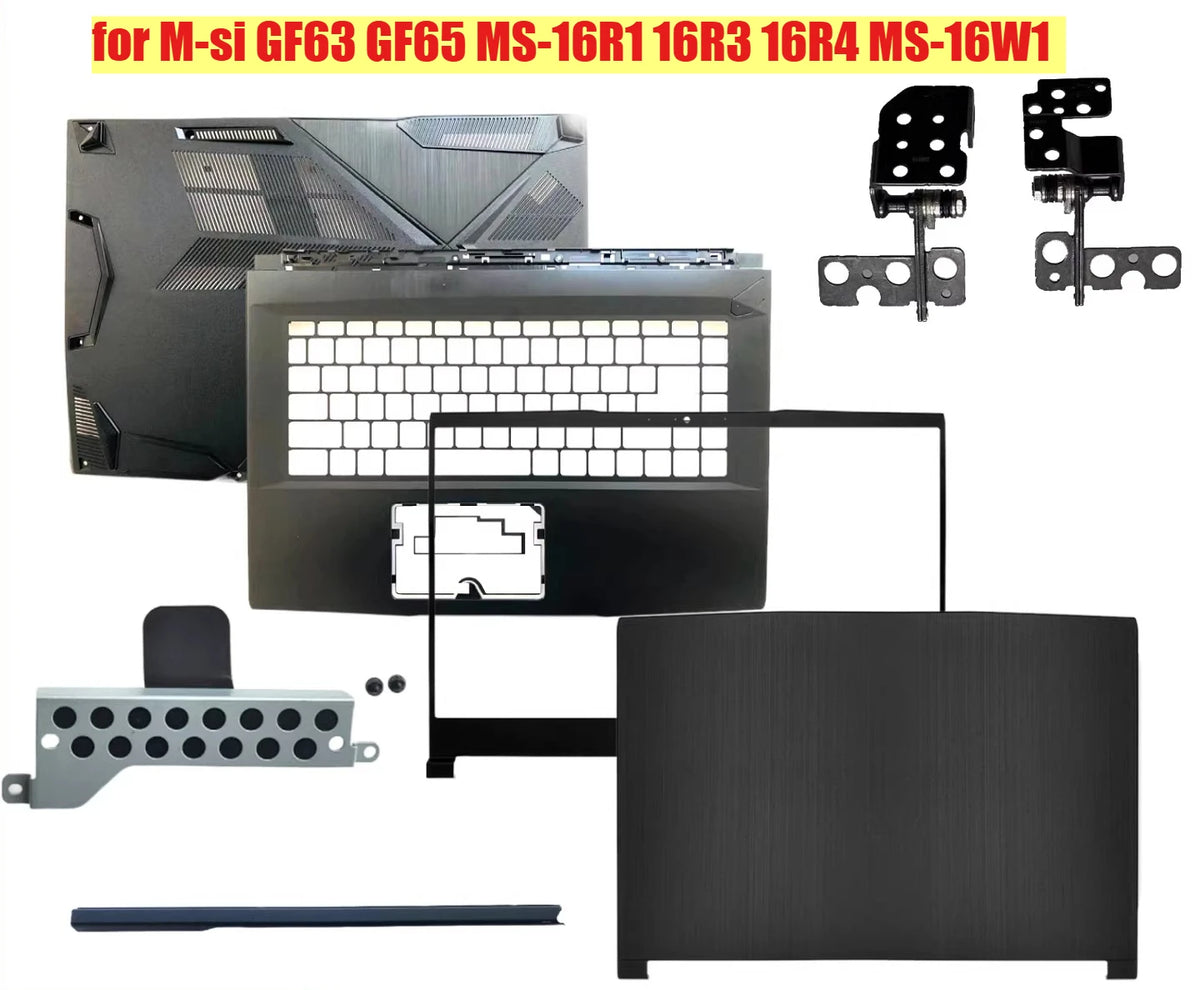 Cover case for MSI GF63 GF65 MS-16R1 16R3 16R4 MS-16W1 Lcd back housing bezel frame upper palmrest topcase bottom hinge shell MSI laptop repair parts